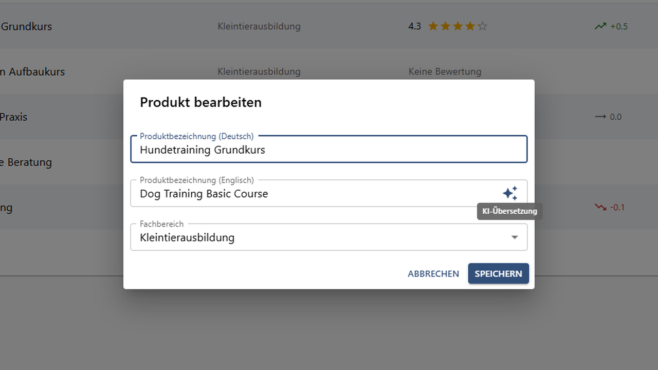 KI-Übersetzung im Produktdialog von Feedcube