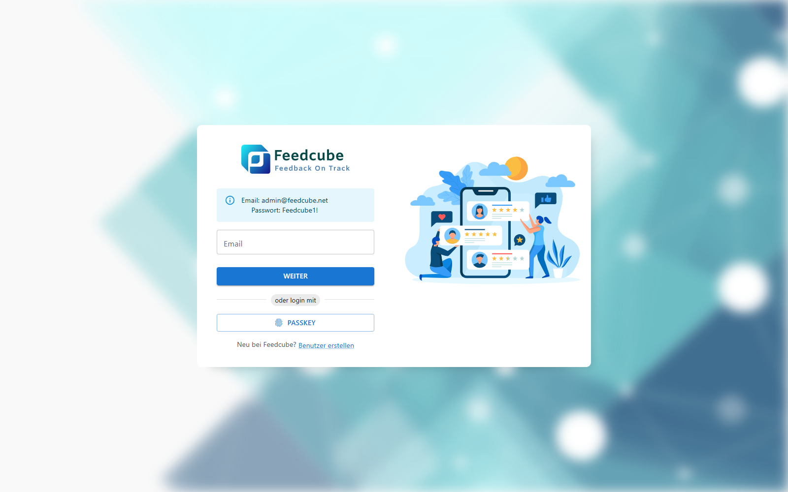 Feedcube Demo Portal Login