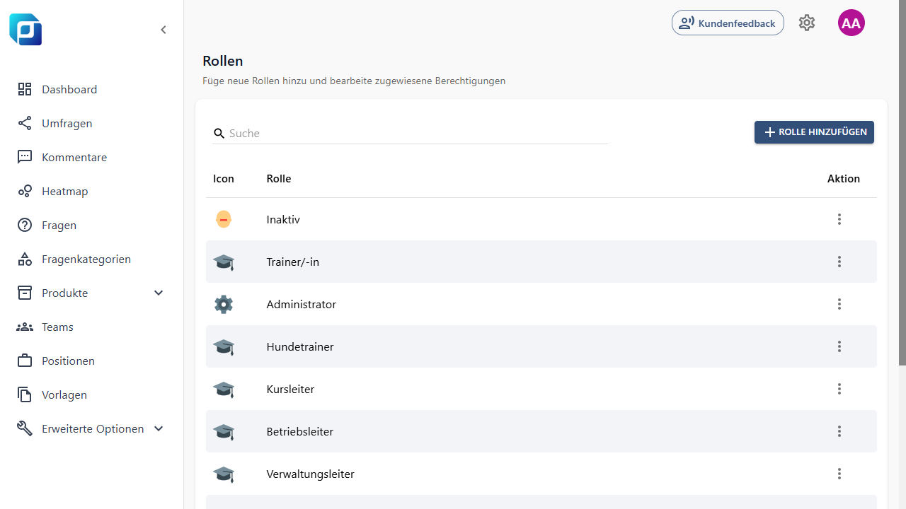 Rollen Modul in Feedcube